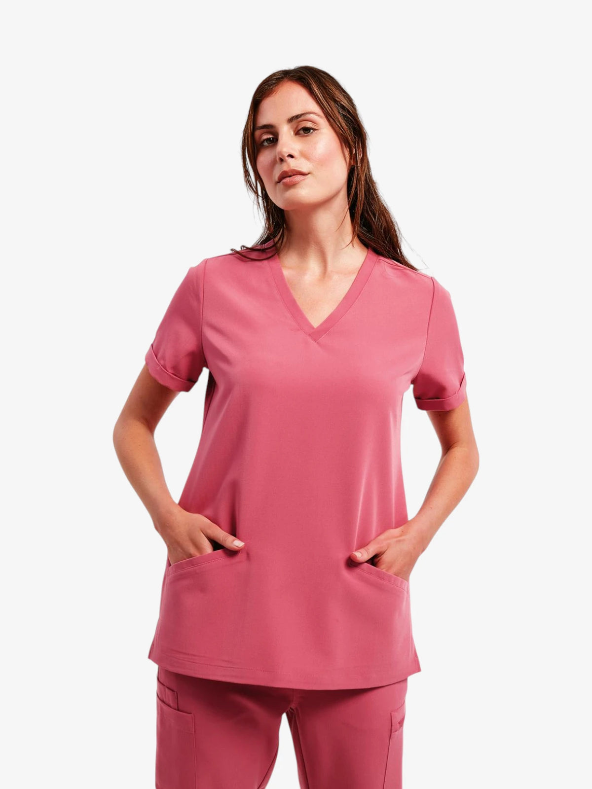 Ladies Stretch V-Neck Pocket Tunic