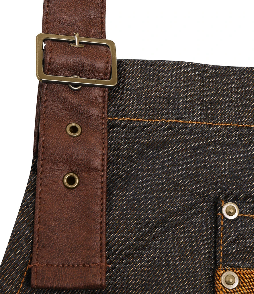 Vintage Waxed-Look Denim Barber Apron